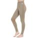 FitsT4 Kids Performance Riding Tights Flex Knee Patch Breeches Girls Horse Equestrian Schooling Pants Khaki Large