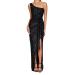 HANXIULIN Women's Sexy Hot Diamond Craft Sexy Dress Party Club Evening Dress Women's V-neck Maxi Dress Long Sleeve Color Block Sequin Party Dress Dress Evening Dress Cocktail Party Dress Black S