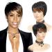 DXFZPGS Pixie Cut Wig-Short Wigs for Black Women Human Hair, Short Black Wig with Brown, 100% Short Human Hair Wigs for Black Women 1B30