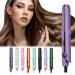 Upgraded 2-in-1 Mini Curling Wand Flat Iron Hair Straightener Mini Dual Purpose Curling Flat Iron Long-Lasting Portable Travel Curling Wand for Women Short Hair (Dark Purple)