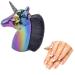 Unicorn make-up brushes for nail art powder foundation blush contour manicure rainbow horse large brush for face and hands (green)
