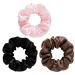 SOBONNY Silk Scrunchies for Women 100% Mulberry Silk Hair Ties 3pack Silk Hair Scrunchies for Hair Sleep No Damage Elastic Hair Accessories Ponytail Holders(Brown  Black  Pink) 3 Count (Pack of 1) Mixed 1