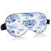WELLDAY Sleep Mask Blue White Tiger Ceramic Night Eye Shade Cover Soft Comfort Blindfold Blockout Light Adjustable Strap for Men Women