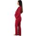 Maternity Nursing Pyjamas Set with Lace - Wine Red XL, Long Sleeve Sleepwear for Pregnancy and Breastfeeding - Buy Online on GoSupps.com