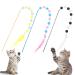 Fanshiontide 3 Packs Cat Wand Interactive Cay Toy Cat Feather Toys with Plush Balls and Bells Cat Teaser Wand for Indoor Cat Kitten Hunting Exercising Eliminating