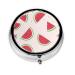 Pink Watermelonround Pill Box 3 Compartment Round Pill Box Organizer Portable Travel Pill Box for Traveling.