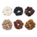 Hair Ring Elastic Real Silk Hair Scrunchie Elastic Hair Scrunchie for Women Girls Soft Elegant Accessory (Brown Reddish Brown Light Brown Dark Brown Beige Black)