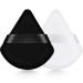2PCS Powder Puff Face Triangle DUAIU Velvet Powder Puffs for Pressed Powder Reusable Makeup Puff Puffy Makeup Sponge with Strap for Loose Powder Body Foundation Wet Dry Dual-Use Tool(Black&White) black+white