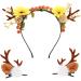 IYOU Christmas Hair Band Orange Reindeer Antlers Headband Flower Cute Deer Hair Piece with Hair Clips Accessories for Women Girls Halloween Cosplay Party - Buy Online on GoSupps.com