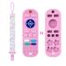 Silicone Baby Teething Toy Remote Control Shaped Baby Teether with a Cute Pacifier Clip Chain Soft Baby Chew Toys Early Sensory Education Molar Toy for Babies 3-18 Months (Pink)