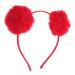 minkissy Plush Ball Headband Fluffy Pom Pom Headband Cat Ear Headpieces Christmas Party Hair Accessory for Women Kids Red