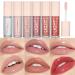 6Pcs Lip Oil Light Lip Gloss Set Moisturizing Lip Glow Oil Long Lasting Waterproof Liquid Lipstick Crystal Jelly Lip Tinted Liquid Lipstick for Girls and Women Set C