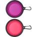 Petbonus Foldable Dog Bowl Set - 2 Silicone Travel Bowls (1000ml) with Carabiners - Leak-Proof for Water & Food - Portable Dog Bowls in Purple & Pink - Buy Online on GoSupps.com