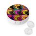 Pug Pop Art Repeating Squares Round Case For Contact Lens Kit Storage Box with Mirror Printed