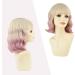 Yamel Wavy Bob Wig with Bangs | Ombre Valentine Pink Short Curly Synthetic Hair Wig for Women - Buy Online on GoSupps.com