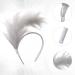 MWOOT 1920s Feathered Fascinator Vintage Feather Headband White Feather Headpiece Headwear Accessories for Carnival Masquerade Ball Venetian Prom Costume Accessories Decor - Buy Online on GoSupps.com