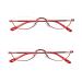 2 Pack Vintage Metal Half Moon Reading Glasses Women Men Slim Half Frame Lens Readers Glasses 2 Pack (Red red) +2.0