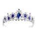 Frcolor Blue Crystal Crown Wedding Bridal Tiara Queen Princess Headpiece Rhinestone Headbands for Birthday Party