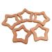 Wendysun 5pcs Lovely Cartoon Wood Teether Pure Natural Animal Five-Pointed Star Shape Baby Teething Nursing Beech Teether Baby DIY Pendant Toy (5pcs)