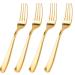 WDF 100 Piece Gold Plastic Forks - 7.4inch Gold Forks Disposable - Gold Plastic Silverware for Dessert Cake - Heavy Duty Plastic Cutlery for Party, Weddings or Daily Using