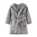 JZLPIN Unisex Baby Hooded Bathrobe Children Flannel Pajamas Dressing Gown for Boys Girls 5-6 Years Gray