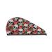 Hair Towel Wrap Hair Drying Towel with Button Towel Turban Head Towel to Dry Hair Quickly (Skull and Roses)