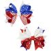 Patriotic Hair Clips 4th of July Hair Bow Clips with Glitter Star Hair Bows Boutique Grosgrain Ribbon Hair Pins Lovely Independence Day Headwear Hair Accessories for Kids Girls 2 Packs Style B