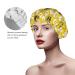 Cute Bee and Flowers Pattern Shower Cap for Women - Reusable Long Hair Cap with Elastic Band - Double Layer Bathing Hat for Adults and Kids - Buy Online on GoSupps.com