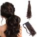24" Long Curly Wavy Wrap Around Ponytail Clip in Hair Extensions One Piece Hairpiece Magic Tape in Pony Tail Extension for Women Dark Brown Dark Brown 24 Inch