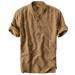 Dress Shirts for Men,Camisas de Hombre Summer Short Sleeve Cotton Linen Shirt Breathable Collar Hanging Dyed Gradient Blouse Khaki 3X-Large