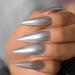 Long Stiletto Silver Glitter Press On Nails - High Gloss Reusable Acrylic Full Cover Fake Nails Kit (24 Pieces) - International Shipping Available - Buy Online on GoSupps.com