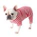 Bt Bear Fat dog clothing classic striped pajamas soft cotton overall pug French bulldog one -piece costume for cats puppies small medium -sized dogs (red m) medium