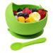 Hoseay Baby Feeding Bowls and Spoons Silicone Toddler Weaning Set with Suction Bowl BPA Free Children Tableware Eating Bowl for Baby Boys Girls Easy Clean Kids Meal Set Microwave Dishwasher Safe Green