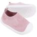 Baby Walkers Infant Sneakers Boys Girls Mesh Breathable Lightweight Non-Slip Toddler Casual Shoes Cotton Flying Woven Fabric Mesh Breathable Lightweight Trainers Indoor Outdoor 6 UK Child Pink