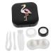 Ultechnovo 1 Set-Box Contact lens foil Mirror film Linsen organizer with flamingo pattern eye lens container Small bracket make-up lenses glasses frame travel containers