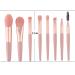 NEJLSD Mini Make-Up Brush Set - 8 Synthetic Brushes for Foundation Eyeshadow Eyebrows & Lips - Perfect for Blending - Pink - Buy Online on GoSupps.com