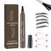 2024 Upgraded Natural Brows Eyebrow Pen 3D Waterproof Microblading Eyebrow Pencil Magic Contouring Pen Long-Lasting 4 Tipped Precise Brow Pen for Natural Makeup (Gray Brown)