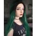 Xiweiya Dark Green Ombr Lace Front Wig with Black Roots - Long Synthetic Glue-Free Sweet Color - Buy Online on GoSupps.com