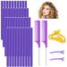 Qinersaw 40pcs 24cm Papilotten Lockenriflers Flex Blow Black Flexible Lockenstab Twist Foam Papilotten Cire Manual Curler Roller For Hair Women Girls without Heat With 2 Kamm 3 Clips purple