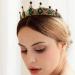 Green Baroque Queen Crown - Vintage Bride Tiara for Women | Fineder Princess Hair Accessory for Prom - Buy Online on GoSupps.com