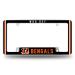 NFL Cincinnati Bengals Who Dey Premium Full Color Long Lasting Zinc Alloy Chrome Plated Team License Plate Frame - 4 Screw Tag Holder with Highlighted Team Pride Cheer