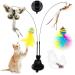Interactive cat toys intelligence cats toys cat fishing stable with springs simucats stick kitten magic wand toys flying bird cat toys with suction cup for small big cats (c)