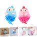 Angoily 4 Pcs Cartoon Bath Ball Sponge Set for Kids | Mesh Shower Scrubber & Loofah Cushion | Ideal Bathing Accessories for Children - Buy Online on GoSupps.com