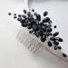 JONKY Crystal Wedding Hair Comb Black Rhinestone Hair Piece Bridal Headpieces Hair Accessories for Women