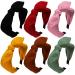 Jaciya 6 Pieces Knotted Bow Headbands for Women Turban Headbands for Women Wide Headbands for Women Knot Headband 6 Colors cintillos de pelo para mujeres Modern Stylish 2