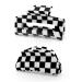 Furitou 2 Pack Checkered Hair Clip Hair Claw Clips Banana Barrettes Black and White Hair Clips Strong Hold Large Hair Accessories for Women Black-2