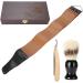 Razor Set for Men - 3-Part Hand Razing Brush Wood & Stainless Steel Beard Knife with Extra Sharp Blades | Perfect Shaving for All Ages - Buy Online on GoSupps.com
