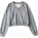 Shop Women's Autumn Loose V-Neck Baby Sweater Casual Short Sleeve T-Shirt in Gray Sizes Available - Buy Online on GoSupps.com