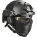 Koyheng MH Tactical Fast Helmet Combined with Foldable Ear Protection Half Face Mesh Mask and Goggles for Airsoft Paintball CS Game Set - Black