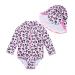 BONVERANO Baby Girls Swimsuit Toddler Bathing Suit Long-Sleeve Zipper One Piece Swimwear with UPF 50+ Sun Protection 2-3 Years Pink Leopard